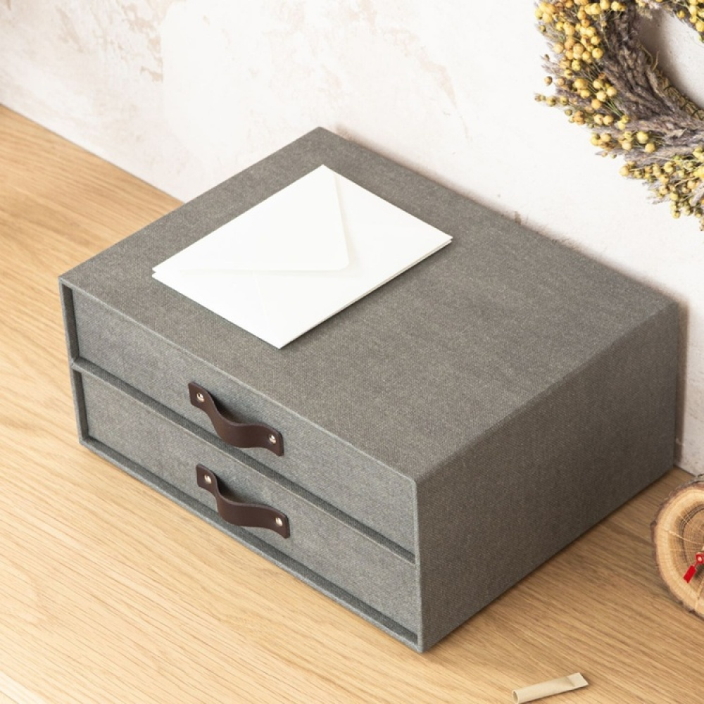 Two drawer box storage, BIGSO BIRGER CANVAS, 33 x 25,5 x H 14,5 cm in the group Storage / Storage boxes / BigSo storage boxes at SmartaSaker.se (42261)