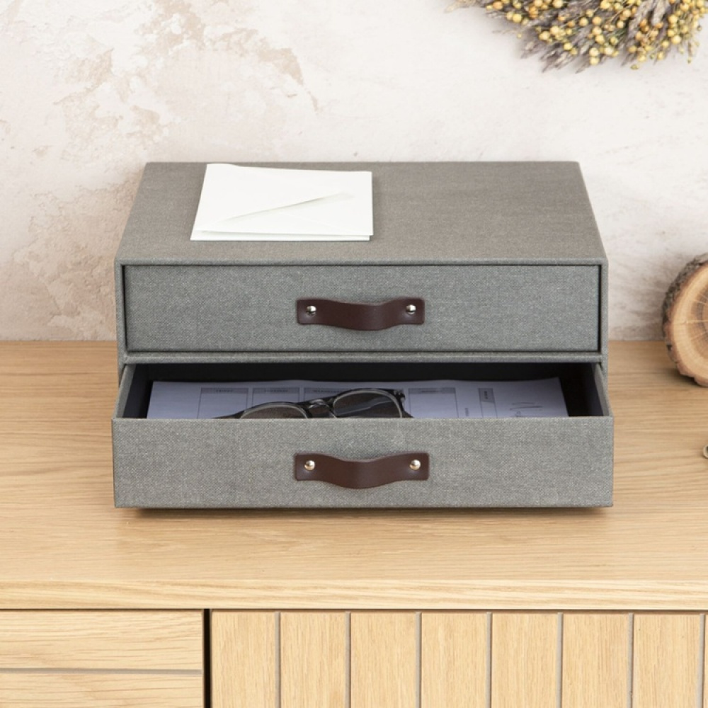 Two drawer box storage, BIGSO BIRGER CANVAS, 33 x 25,5 x H 14,5 cm in the group Storage / Storage boxes / BigSo storage boxes at SmartaSaker.se (42261)