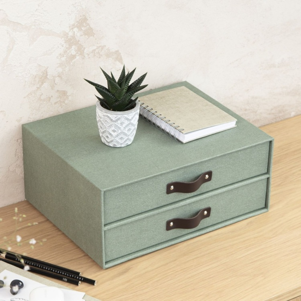 Two drawer box storage, BIGSO BIRGER CANVAS, 33 x 25,5 x H 14,5 cm in the group Storage / Storage boxes / BigSo storage boxes at SmartaSaker.se (42261)