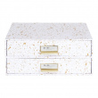 Two drawer box storage, BIGSO BIRGER, 33 x 25,5 x H 14,5 cm, White / Splash Gold