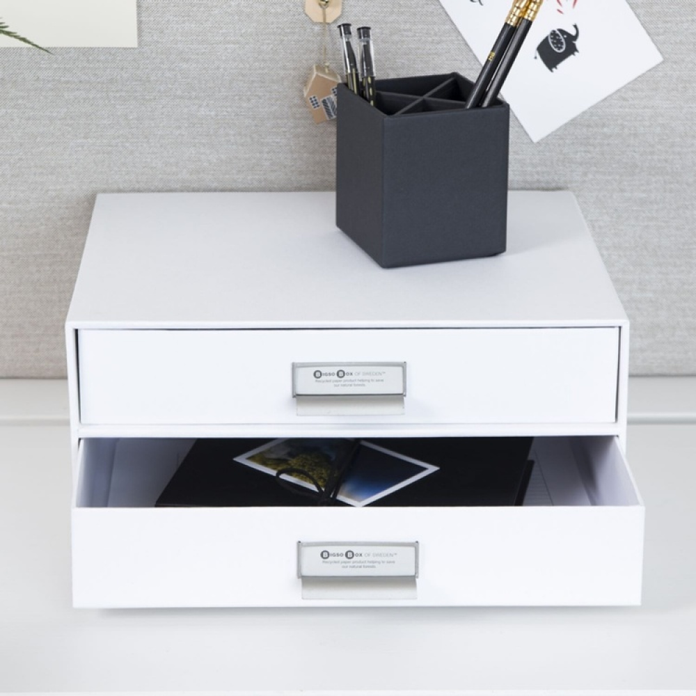 Two drawer box storage, BIGSO BIRGER, 33 x 25,5 x H 14,5 cm in the group Storage / Storage boxes / BigSo storage boxes at SmartaSaker.se (42263)