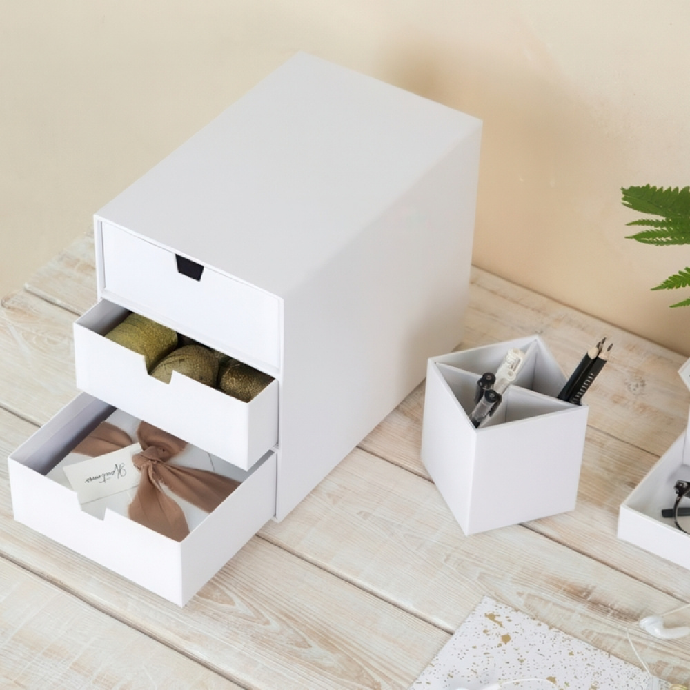 Drawer box storage, Slim, BIGSO INGRID, 25,5 x 16 x H 20,5 cm,, White in the group Storage / Storage boxes / BigSo storage boxes at SmartaSaker.se (42268)