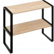 Mini 2-tier shelf, BLACK & WOOD KITCHEN RACK, 40 x 18 x H 35 cm, Natural / Black