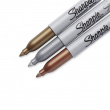 Markers, Permanent, Fine Tip, SHARPIE METALLIC, Pack of 3, Silver, gold, bronze