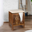 Stool in acacia with storage, FONDI, 39 x 39 x H 52 cm, Brown / offwhite