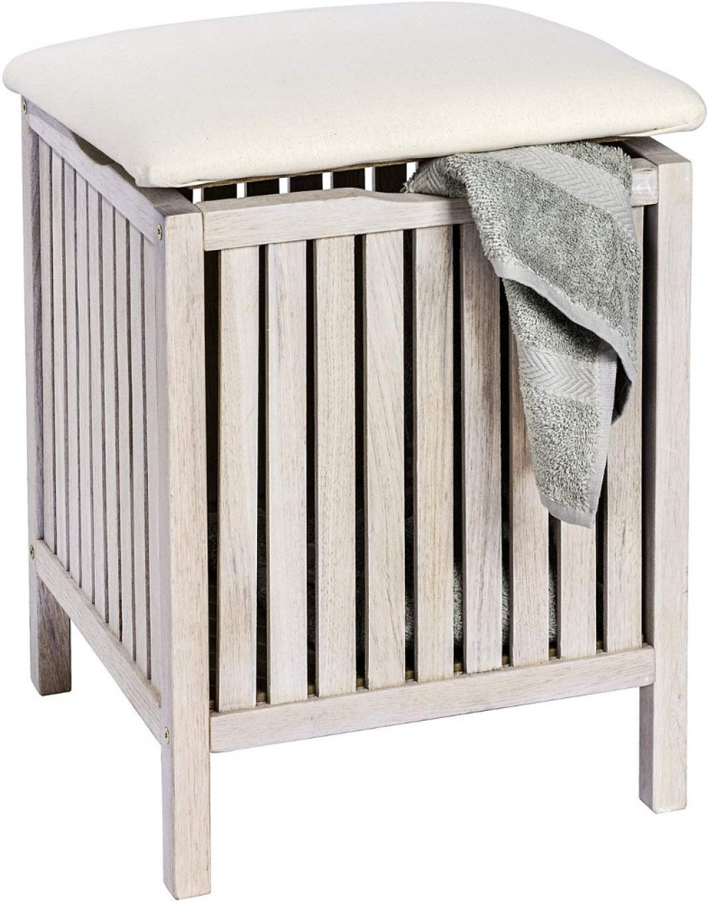 Stool in walnut with storage, NORWAY, 39 x 39 x H 52cm, Natural white / off white in the group Storage / Bathroom storage at SmartaSaker.se (42330)