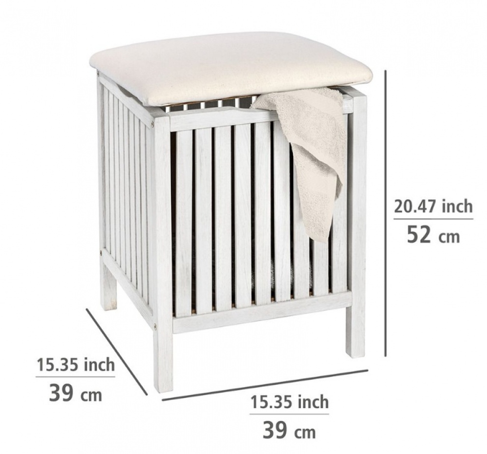 Stool in walnut with storage, NORWAY, 39 x 39 x H 52cm, Natural white / off white in the group Storage / Bathroom storage at SmartaSaker.se (42330)