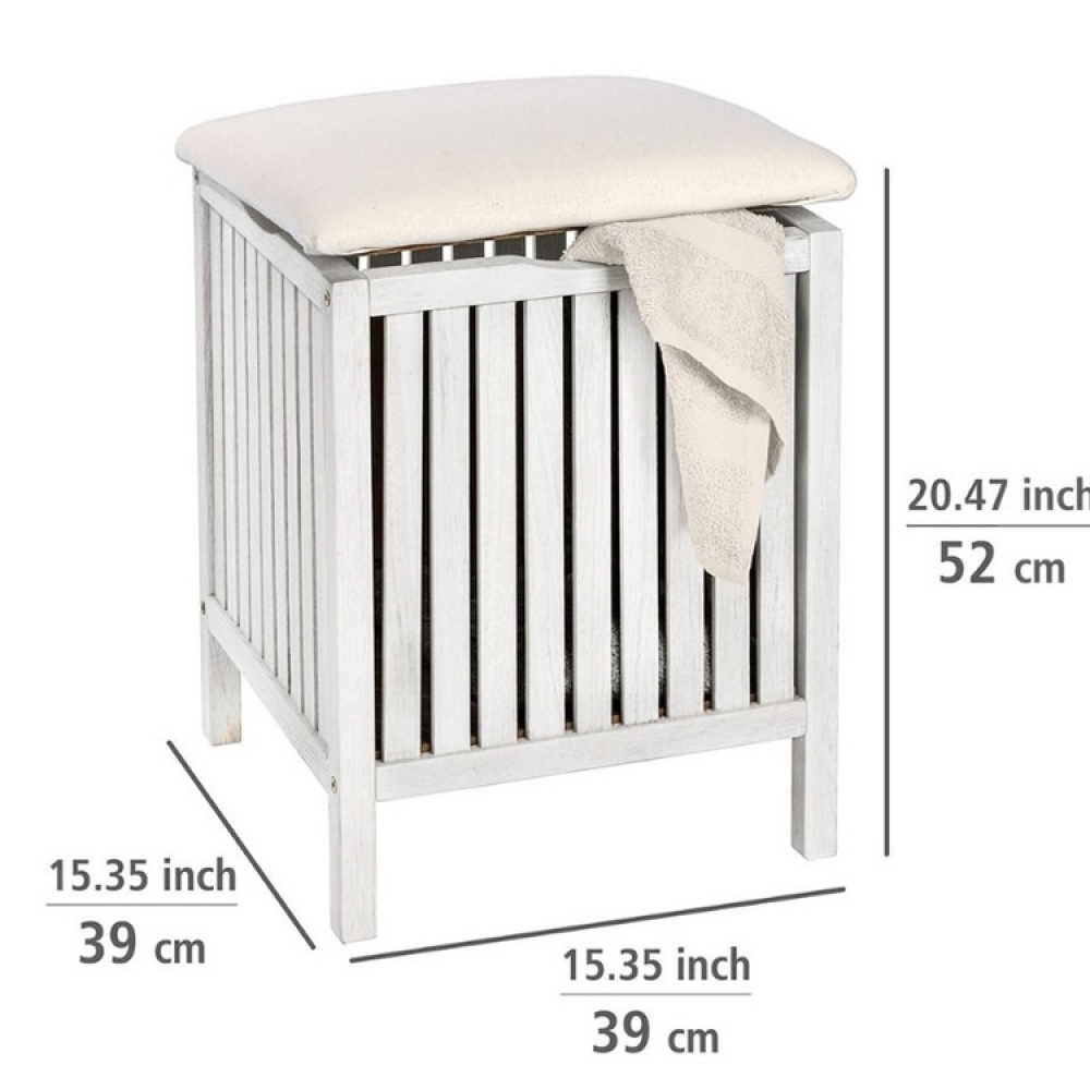 Stool in walnut with storage, NORWAY, 39 x 39 x H 52cm, Natural white / off white in the group Storage / Bathroom storage at SmartaSaker.se (42330)