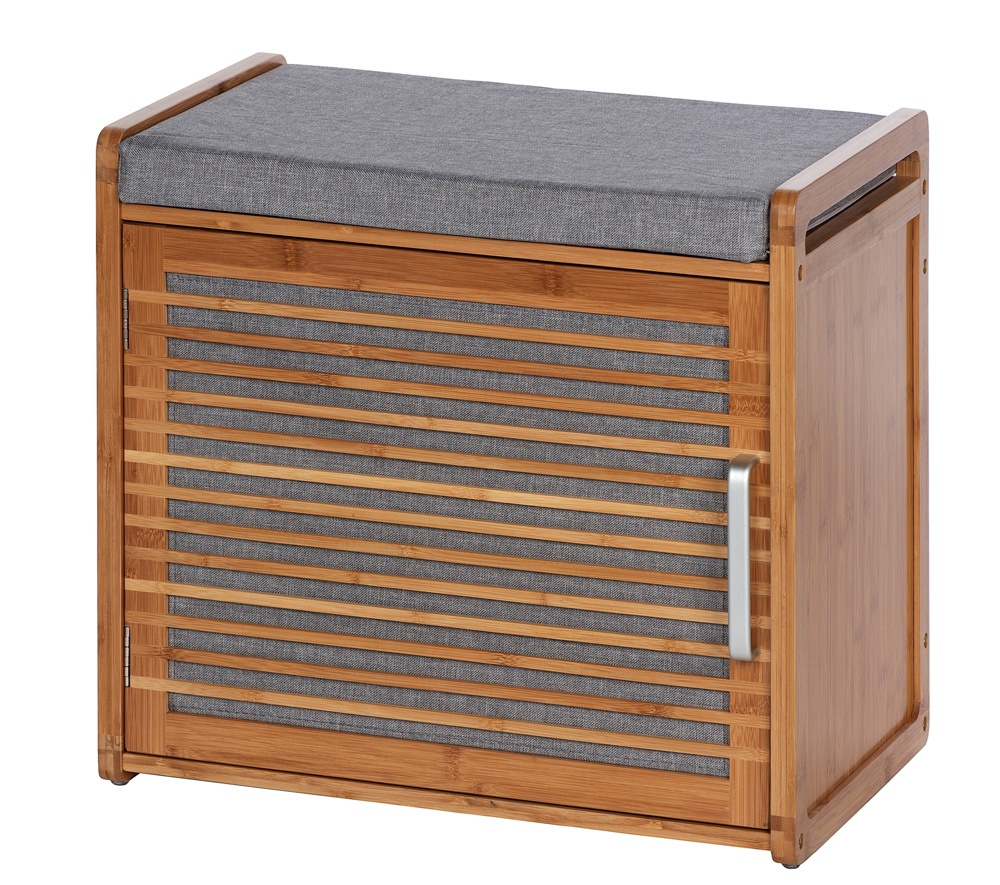 Stool in bamboo with storage, BAHRI, 50 x 33 x H 45 cm, brown / grey in the group Storage / Hallway storage at SmartaSaker.se (42332)