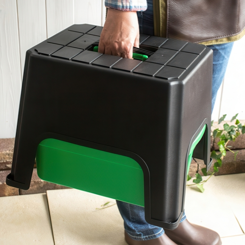 Storage stool, SIT, STEP & STORE, 40 x 33 x H 31 cm, Black / Green in the group Storage / Hallway storage at SmartaSaker.se (42333)