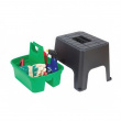 Storage stool, SIT, STEP & STORE, 40 x 33 x H 31 cm, Black / Green