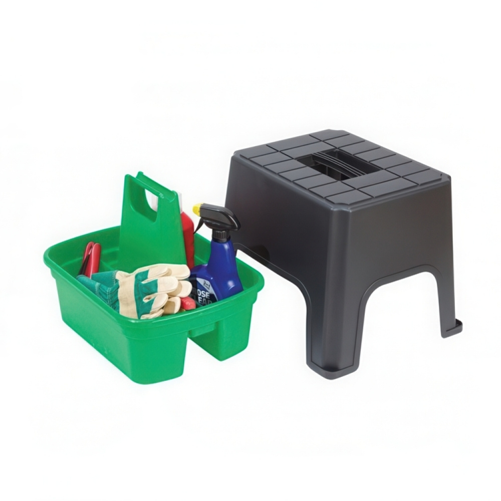 Storage stool, SIT, STEP & STORE, 40 x 33 x H 31 cm, Black / Green in the group Storage / Hallway storage at SmartaSaker.se (42333)
