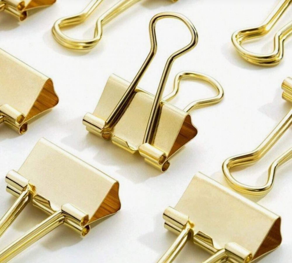 Clips, Set of 8, FOLD BACK SMALL, 25 mm, Gold in the group Storage / Office supplies at SmartaSaker.se (42362)