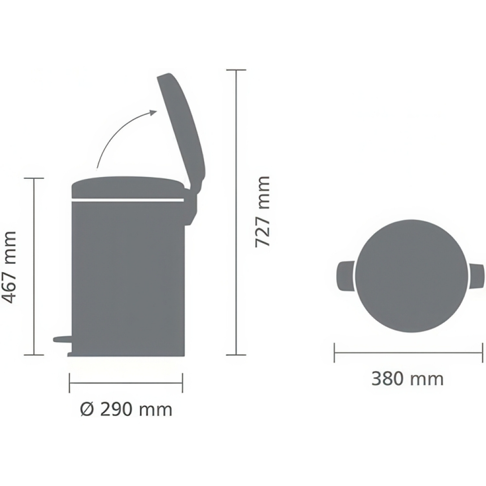 Trash Can / Pedal Bin, 20 L, BRABANTIA NEWICON, Ø 29 x H 46,7 cm in the group Storage / Cleaning and waste sorting / Waste sorting at SmartaSaker.se (42367)