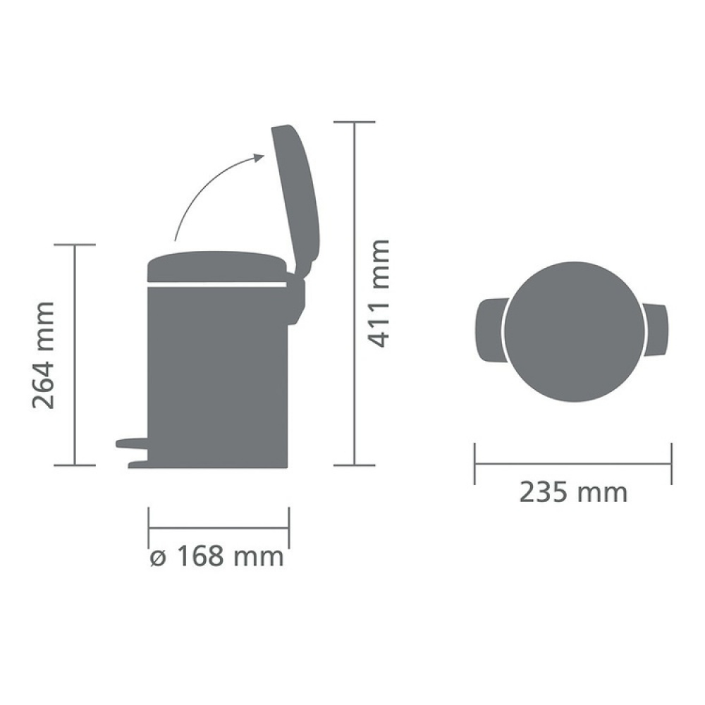 Trash Can / Pedal Bin, 3 L, BRABANTIA NEWICON, Ø 17 x H 26,4 cm in the group Storage / Cleaning and waste sorting / Waste sorting at SmartaSaker.se (42368)