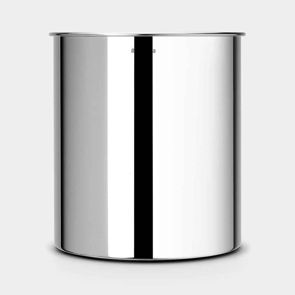 Trash can in metal, 7 L, BRILLIANT STEEL, Ø 21 x H 23,7 cm, Brabantia, Silver in the group Storage / Cleaning and waste sorting / Waste sorting at SmartaSaker.se (42374)