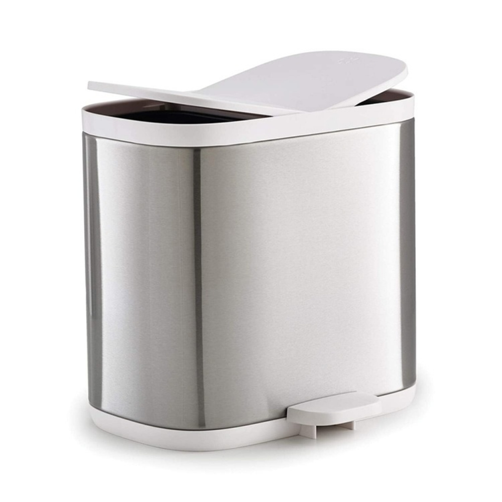 Bin, Two Compartments, SPLIT STEEL RECYCLER, 6 Litres, Joseph Joseph, Silver / White in the group Storage / Cleaning and waste sorting / Waste sorting at SmartaSaker.se (42383)