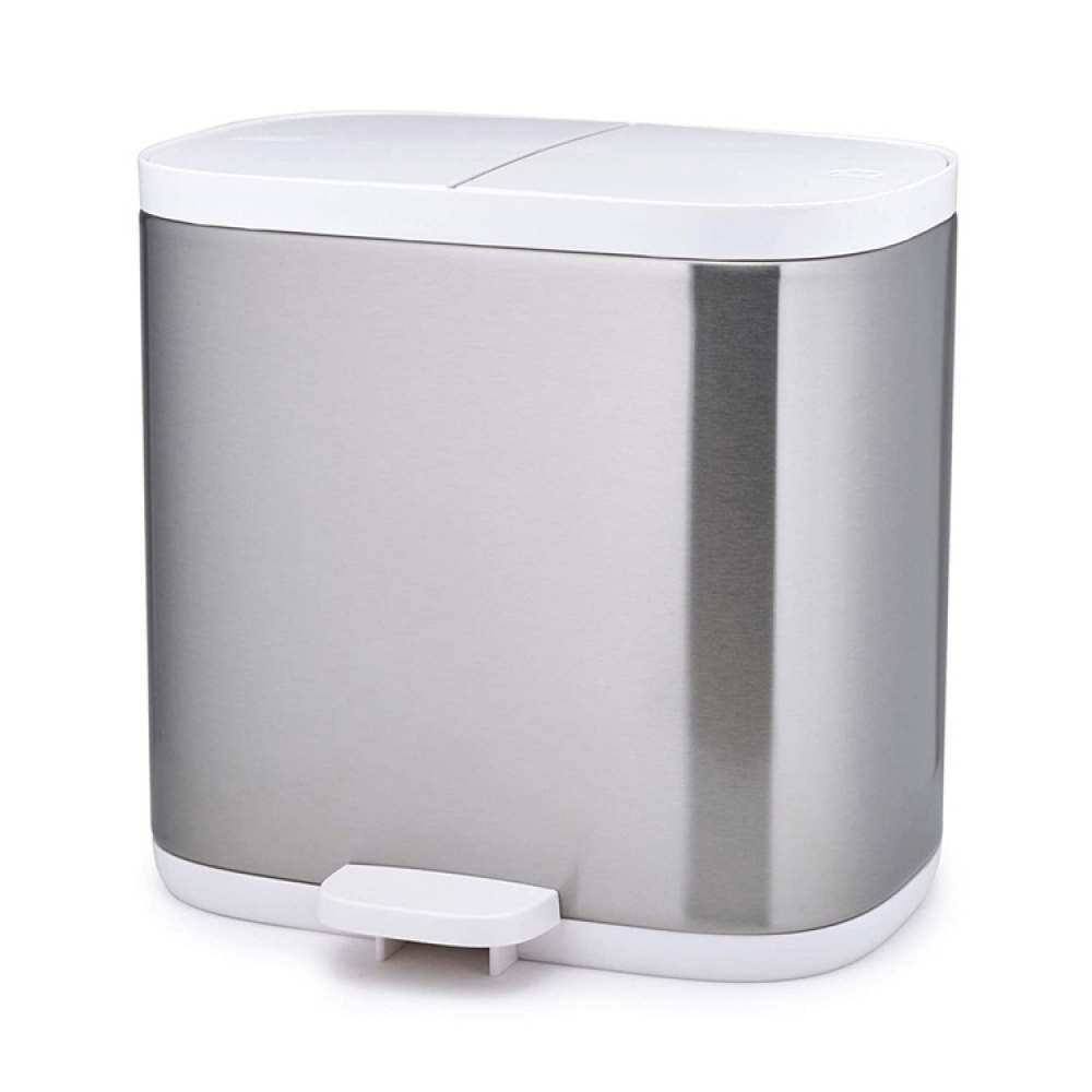 Bin, Two Compartments, SPLIT STEEL RECYCLER, 6 Litres, Joseph Joseph, Silver / White in the group Storage / Cleaning and waste sorting / Waste sorting at SmartaSaker.se (42383)
