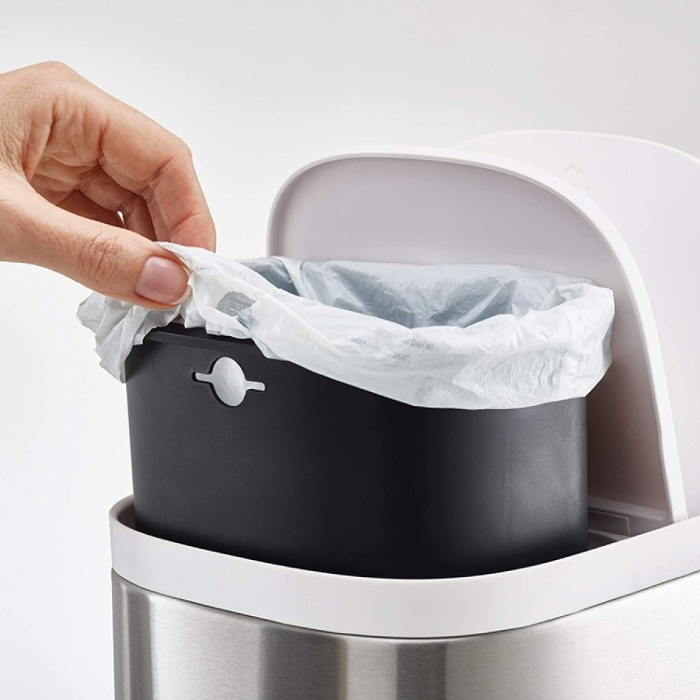 Bin, Two Compartments, SPLIT STEEL RECYCLER, 6 Litres, Joseph Joseph, Silver / White in the group Storage / Cleaning and waste sorting / Waste sorting at SmartaSaker.se (42383)