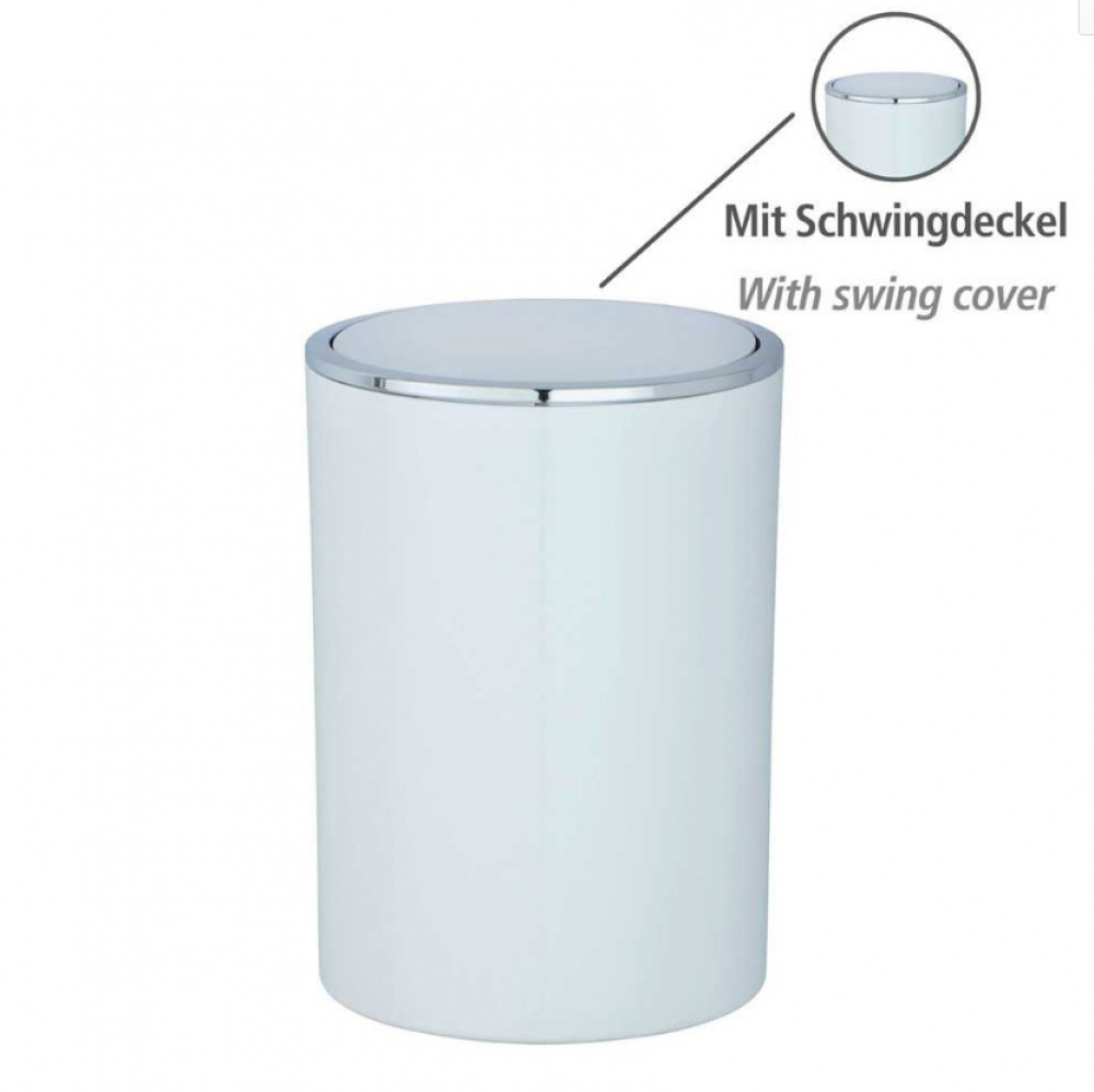 Trash can with tilt lid, 5 L, INCA, Ø18,5 x H 25,5 cm, White / Silver in the group Storage / Bathroom storage / Waste bins at SmartaSaker.se (42384)