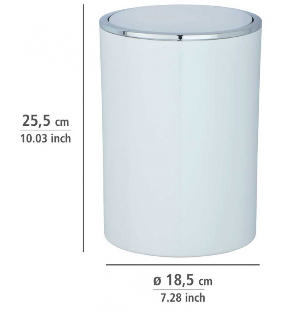 Trash can with tilt lid, 5 L, INCA, Ø18,5 x H 25,5 cm, White / Silver in the group Storage / Bathroom storage / Waste bins at SmartaSaker.se (42384)