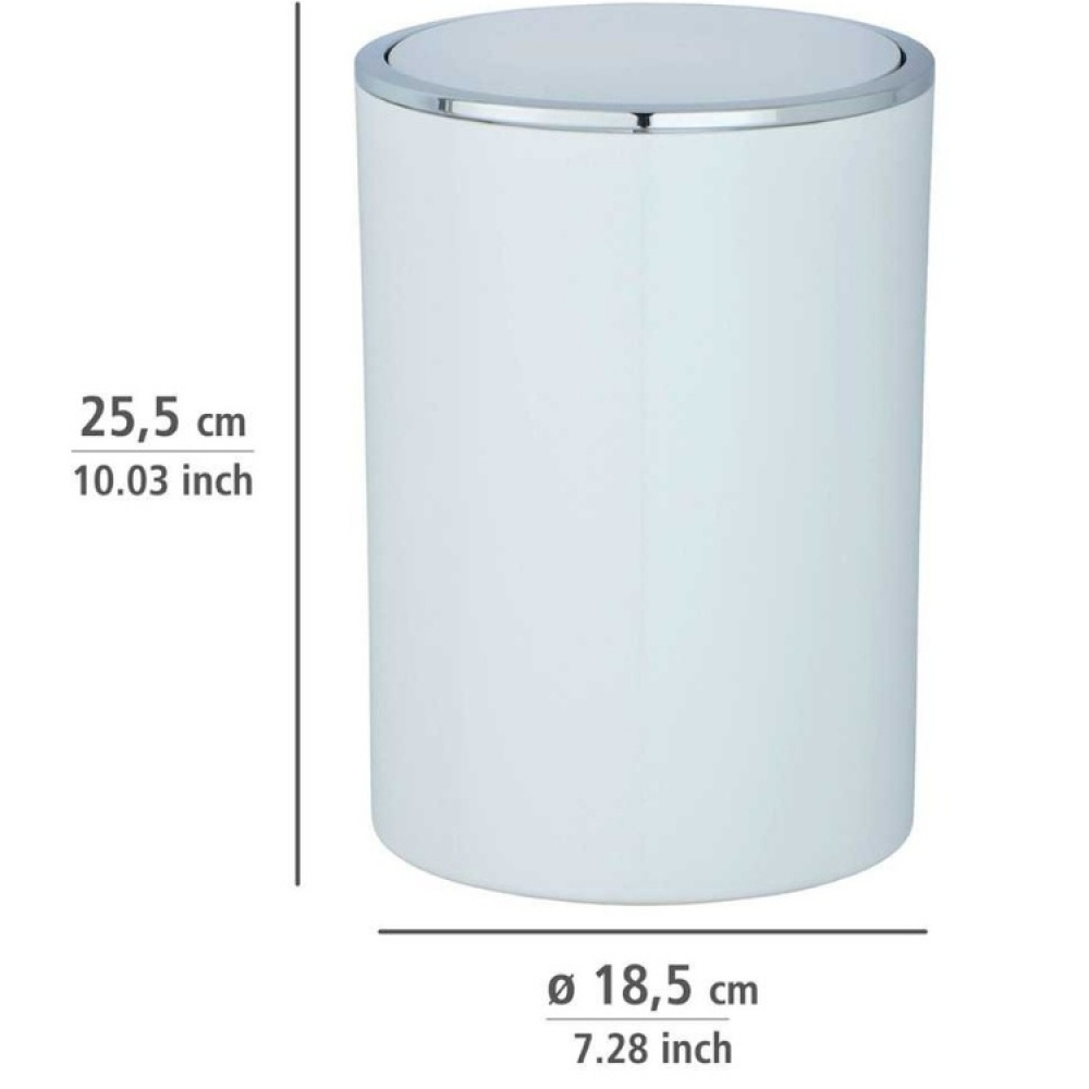Trash can with tilt lid, 5 L, INCA, Ø18,5 x H 25,5 cm, White / Silver in the group Storage / Bathroom storage / Waste bins at SmartaSaker.se (42384)