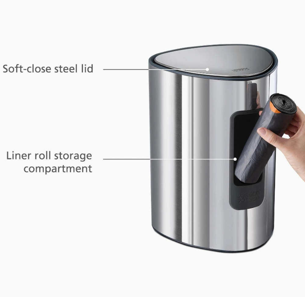 Trash Can, 5 L, EASY-STORE LUXE PEDAL BIN, Joseph Joseph, Silver in the group Storage / Cleaning and waste sorting / Waste sorting at SmartaSaker.se (42394)