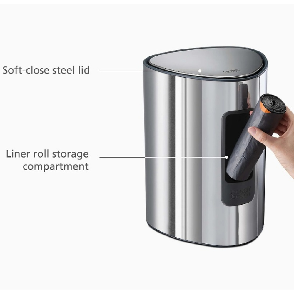 Trash Can, 5 L, EASY-STORE LUXE PEDAL BIN, Joseph Joseph, Silver in the group Storage / Cleaning and waste sorting / Waste sorting at SmartaSaker.se (42394)