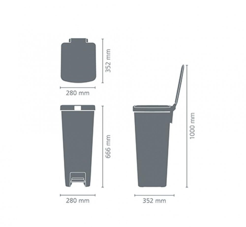 Pedal Bin, High and slim, 40 L, BRABANTIA SETUP, 35,2 x 28 x H 66,6 cm, Light Grey in the group Storage / Cleaning and waste sorting / Waste sorting at SmartaSaker.se (42396)