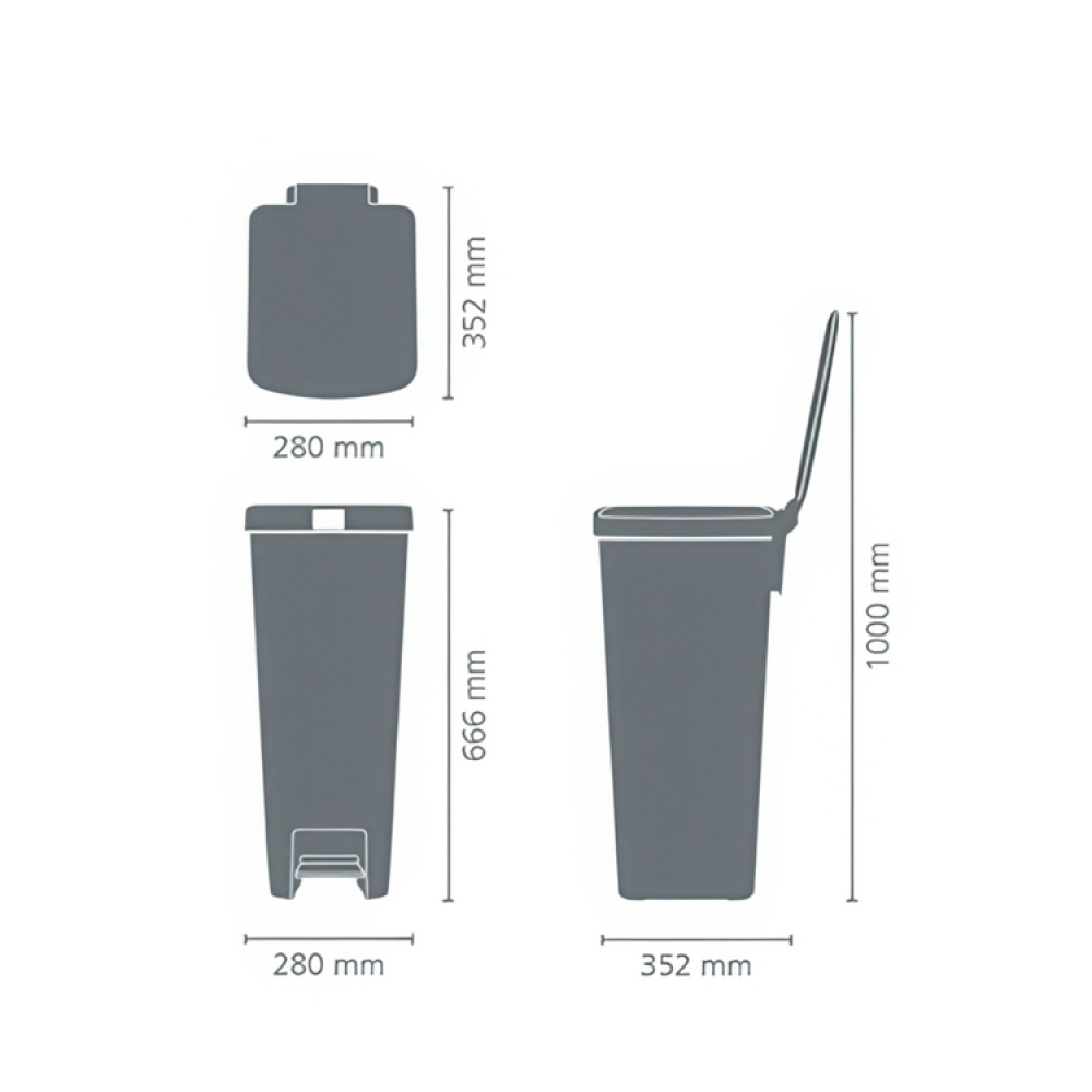 Pedal Bin, High and slim, 40 L, BRABANTIA SETUP, 35,2 x 28 x H 66,6 cm in the group Storage / Cleaning and waste sorting / Waste sorting at SmartaSaker.se (42398)