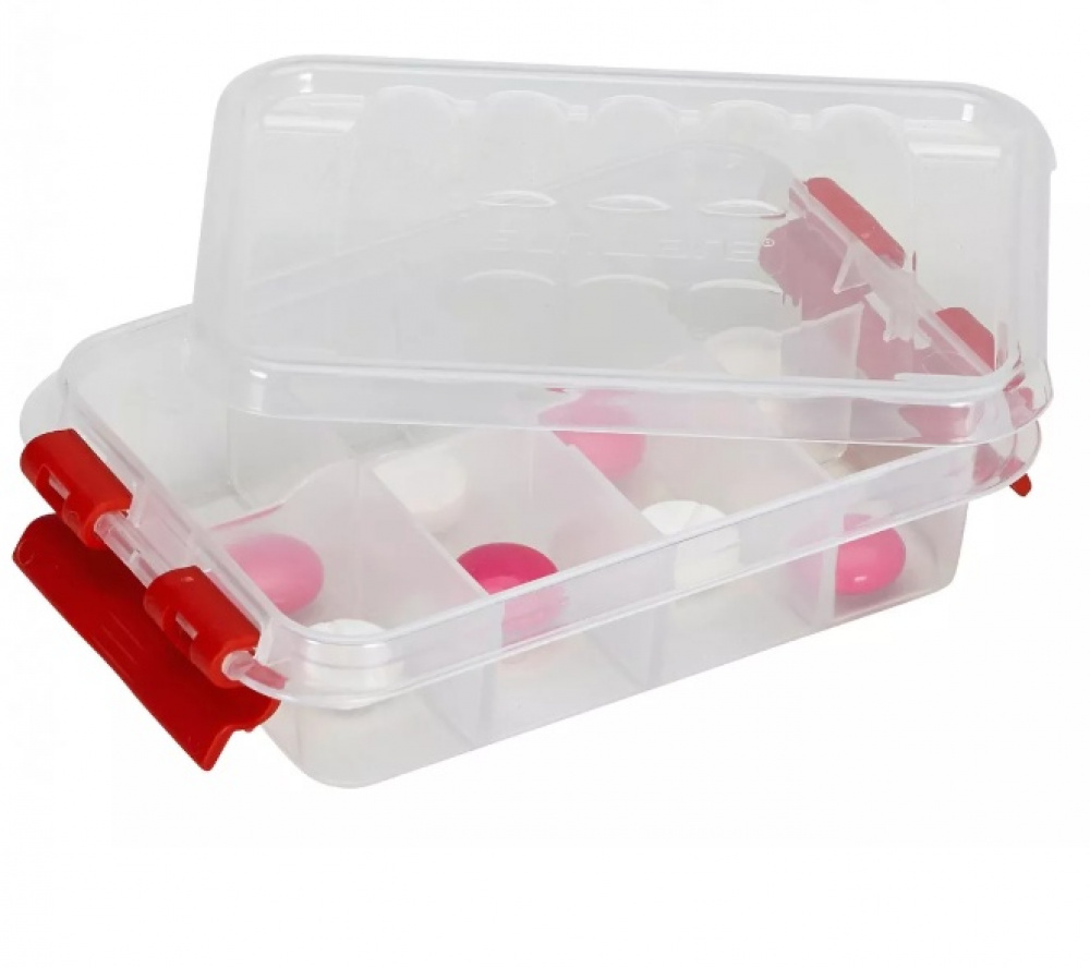 Small box, 8 compartments, FIRST AID PILL ORGANIZER, 12 x 7,7 x H 3 cm, Clear / Red in the group Storage / Bathroom storage at SmartaSaker.se (42417)