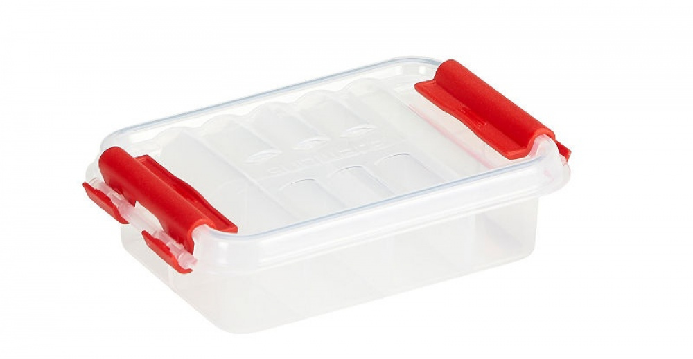 Small box, 8 compartments, FIRST AID PILL ORGANIZER, 12 x 7,7 x H 3 cm, Clear / Red in the group Storage / Bathroom storage at SmartaSaker.se (42417)