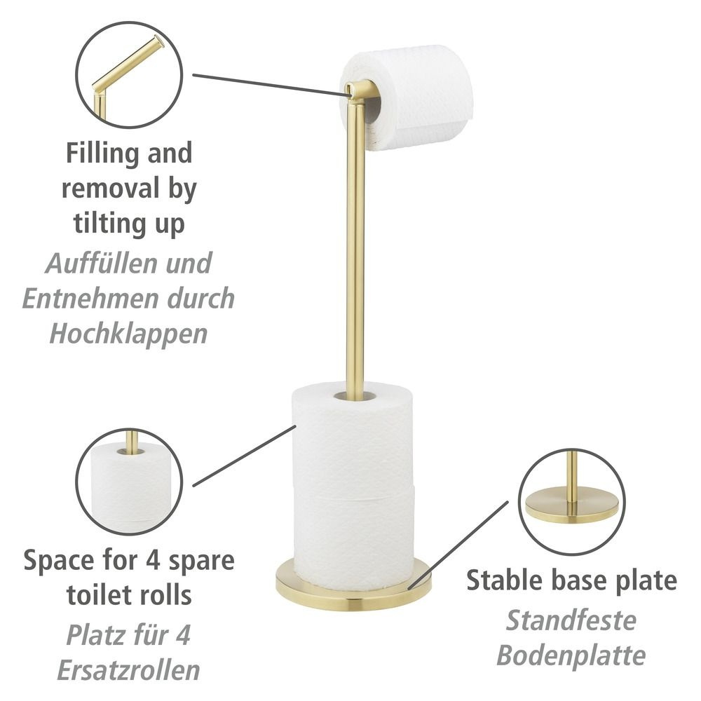 Space-saving toilet paper holder, TWO IN ONE, H 55 cm, Gold in the group Storage / Bathroom storage at SmartaSaker.se (42425)