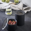 Ceramic Canister with lid, YAMAZAKI TOWER SMALL CANISTER, Ø 10,5 x H 7 cm, Black / Transparent Ceramic Canister with lid, YAMAZAKI TOWER SMALL CANISTER, Ø 10,5 x H 7 cm, Black / Transparent