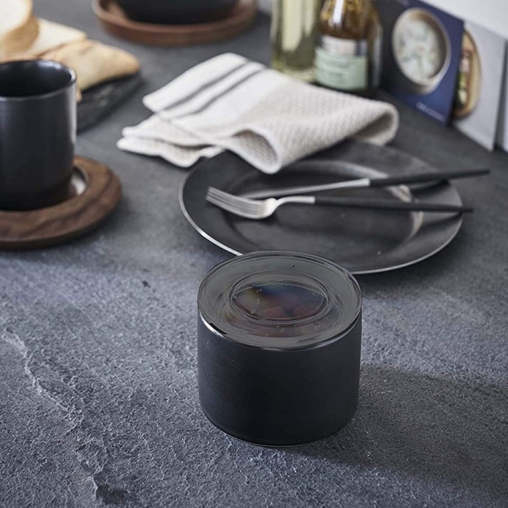 Ceramic Canister with lid, YAMAZAKI TOWER SMALL CANISTER, Ø 10,5 x H 7 cm, Black / Transparent in the group Storage at SmartaSaker.se (42429)