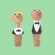 Wine Stoppers, Set of 2, WAITER, White / Black