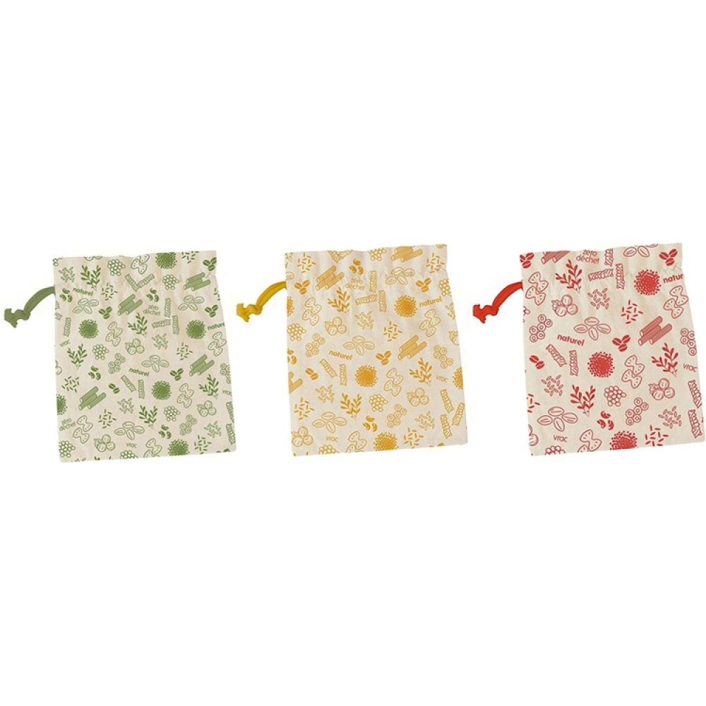 Bags for Food storage, Organic Cotton, Set of 3,ZERO WASTE BAGS MEDIUM, 20 x H 25 cm, Beige in the group Storage / Kitchen storage at SmartaSaker.se (42442)