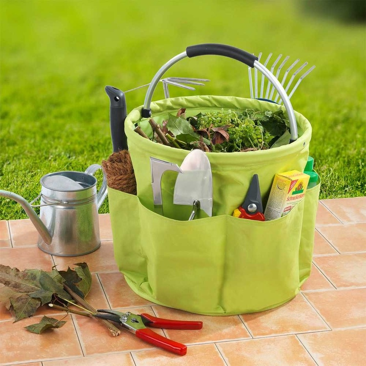 Round Basket with pockets, Super light, UNIVERSAL CADDY XL, Ø 35 x H 35 cm, Lime green in the group Storage / Storage room and garage / Baskets and buckets at SmartaSaker.se (42480)
