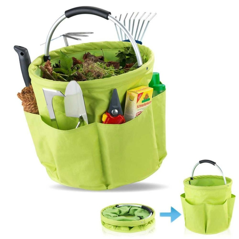 Round Basket with pockets, Super light, UNIVERSAL CADDY XL, Ø 35 x H 35 cm, Lime green in the group Storage / Storage room and garage / Baskets and buckets at SmartaSaker.se (42480)