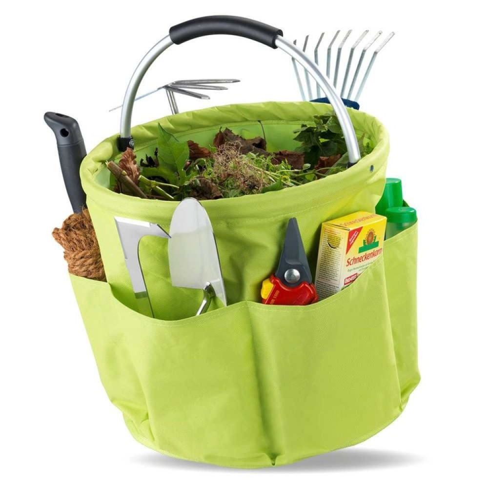 Round Basket with pockets, Super light, UNIVERSAL CADDY XL, Ø 35 x H 35 cm, Lime green in the group Storage / Storage room and garage / Baskets and buckets at SmartaSaker.se (42480)