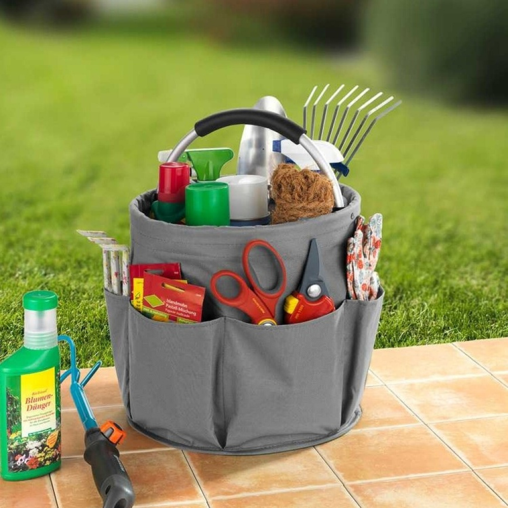 Round Basket with pockets, Super light, UNIVERSAL CADDY, Ø 28 x H 26,5 cm in the group Storage / Storage room and garage / Baskets and buckets at SmartaSaker.se (42481)
