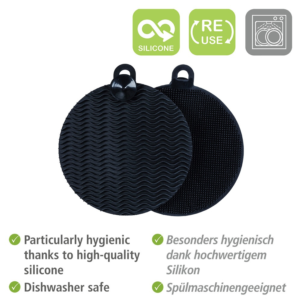 Silicone Sponges, Soft, Set of 2, SPÜL-SCHWAM, Ø 12, Black in the group Storage / Kitchen storage / Dish racks and sink accessories at SmartaSaker.se (42496)