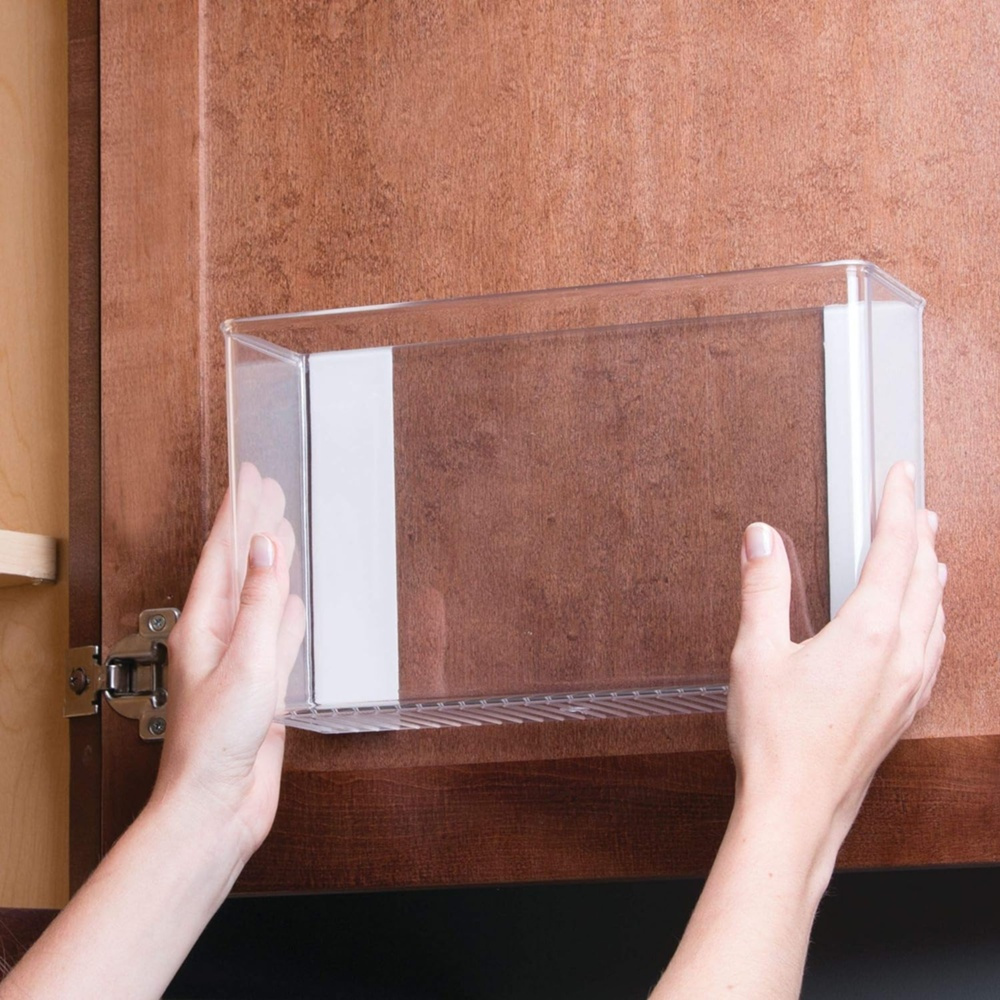 Adhesive Wall Container, LARGE RPET AFFIXX BIN, 28 x 9 x H 16 cm, Transparent in the group Storage / Storage boxes / Mini organizers / Shelves at SmartaSaker.se (42511)