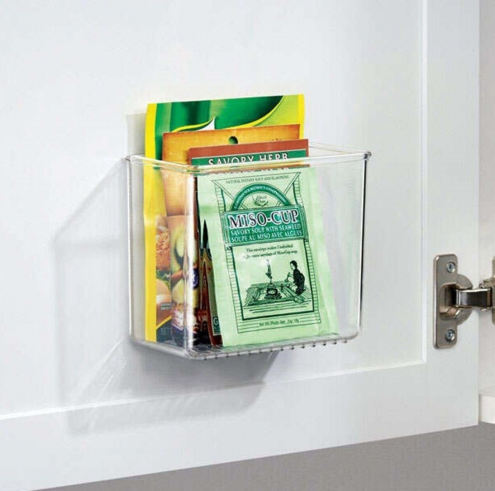 Adhesive Wall Container, SMALL RPET AFFIXX BIN, 15 x 7,5 x H 12,5 cm, Transparent in the group Storage / Storage boxes / Mini organizers / Shelves at SmartaSaker.se (42512)