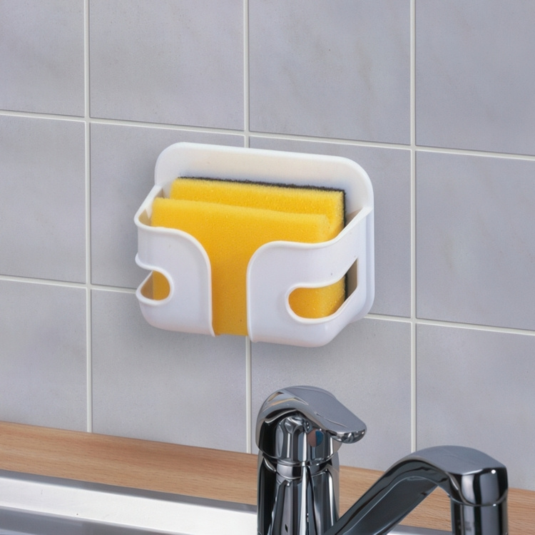 Self-adhesive holder for dish sponge, SOYO, 12 x 6 x H 9 cm, White in the group Storage / Kitchen storage / Dish racks and sink accessories at SmartaSaker.se (42513)