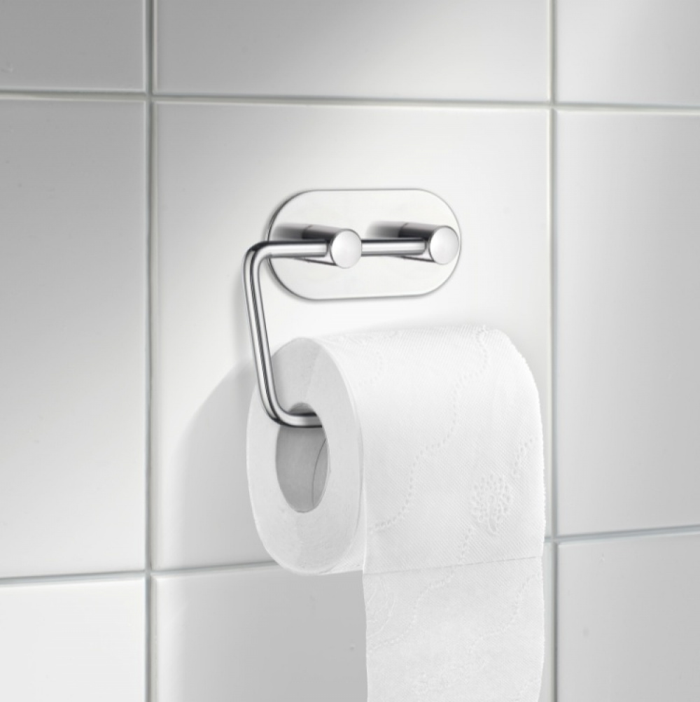 Holder for toilet paper, Self-adhesive, Round, BESLAGSBODEN, Brushed stainless steel in the group Storage / Bathroom storage at SmartaSaker.se (42518)