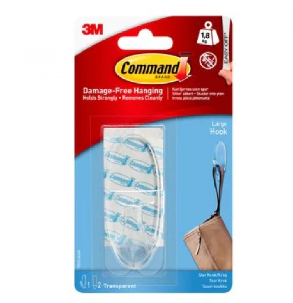 Self-adhesive hook, Removable, COMMAND LARGE, 3,5 x H 8,6 cm, Clear in the group Storage / Bathroom storage at SmartaSaker.se (42522)