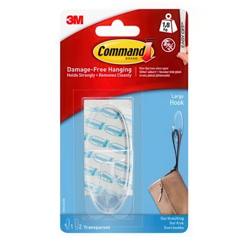 Self-adhesive hook, Removable, COMMAND LARGE, 3,5 x H 8,6 cm, Clear in the group Storage / Bathroom storage at SmartaSaker.se (42522)