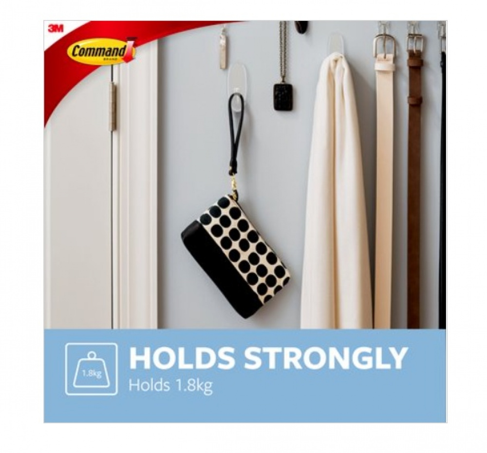 Self-adhesive hook, Removable, COMMAND LARGE, 3,5 x H 8,6 cm, Clear in the group Storage / Bathroom storage at SmartaSaker.se (42522)