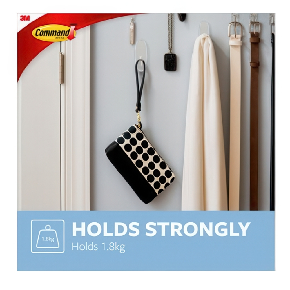 Self-adhesive hook, Removable, COMMAND LARGE, 3,5 x H 8,6 cm, Clear in the group Storage / Bathroom storage at SmartaSaker.se (42522)